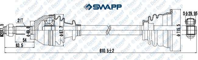 RN-8203 Komple Aks Sol On Renault Clio I (B/C57,5/357) 1.2 M-T Uzunluk 613 Mm 1990-1998